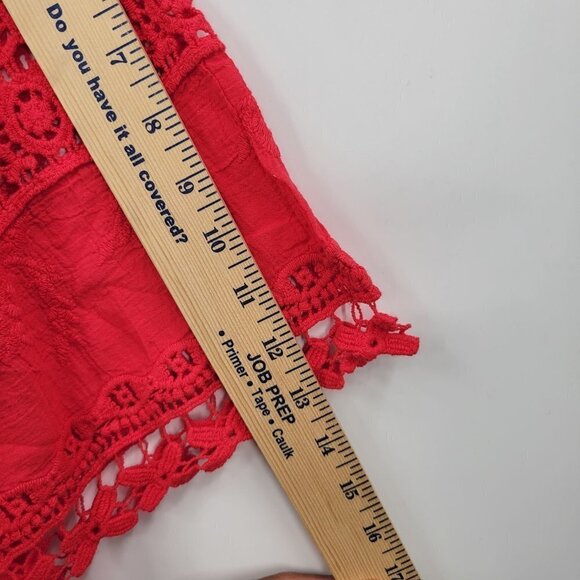 Plus Size Blouse Embroidered Crochet Crewneck Sheer 3/4 Sleeve 2XL Womens Red - Picture 12 of 12